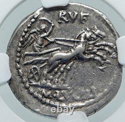 Roman Republic Authentic Ancient 101BC Rome Silver Coin ROMA CHARIOT NGC i86042