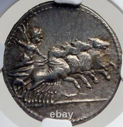 Roman Republic Authentic Ancient 86BC Silver Coin APOLLO CHARIOT NGC i82695