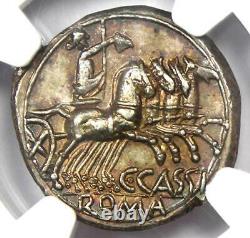 Roman Republic C. Cassius AR Denarius Silver Coin 126 BC Certified NGC AU