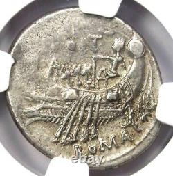 Roman Republic C. Fonteius AR Denarius Silver Coin 113 BC Certified NGC XF