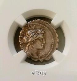 Roman Republic C. Mar. Capito Denarius Serratus NGC VF Ancient Silver Coin