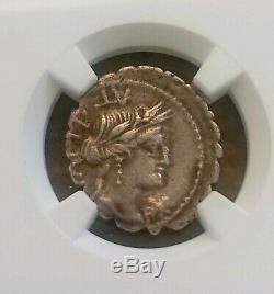 Roman Republic C. Mar. Capito Denarius Serratus NGC VF Ancient Silver Coin
