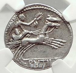 Roman Republic Genuine Ancient 77BC Silver Rome Coin VICTORY CHARIOT NGC i73131