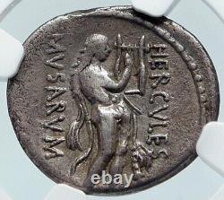 Roman Republic HERCULES w LYRE Leader of MUSES Ancient Silver Coin NGC i85490