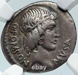 Roman Republic HERCULES w LYRE Leader of MUSES Ancient Silver Coin NGC i85490
