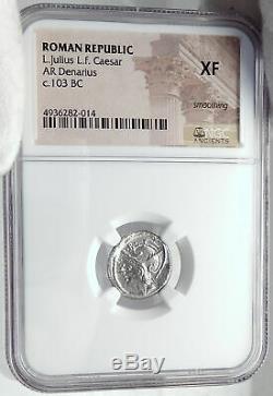 Roman Republic JULIUS CAESAR Family Ancient Silver Coin VENUS CUPIDS NGC i81722
