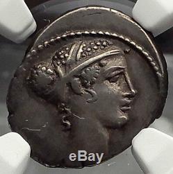 Roman Republic Julius Caesar Triumphs Silver Coin ORACLE SPHINX NGC XF i58229
