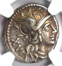 Roman Republic L. Julius AR Denarius Coin 141 BC Certified NGC Choice VF