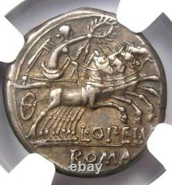 Roman Republic L. Opeimius AR Denarius Coin 131 BC. Certified NGC Choice XF (EF)
