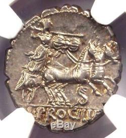 Roman Republic L. Procilius AR Denarius Serratus Coin 80 BC NGC Choice AU