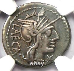 Roman Republic M. Porcius Laeca AR Denarius Coin 125 BC. Certified NGC VF
