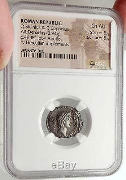 Roman Republic POMPEY the GREAT Army Ancient 49BC Silver Coin NGC Ch AU i66910