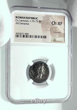 Roman Republic POMPEY the GREAT TROOPS in SPAIN Ancient Silver Coin NGC i78637