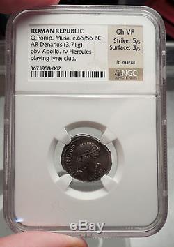 Roman Republic Pomponius Musa HERCULES MUSE Silver Coin NGC Certified VF i54517