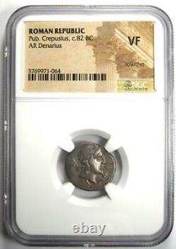 Roman Republic Pub. Crepusius AR Denarius Coin 82 BC Certified NGC VF