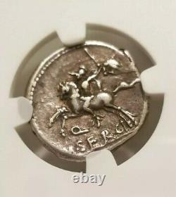 Roman Republic Sergius Silus Denarius NGC Choice VF Ancient Silver Coin