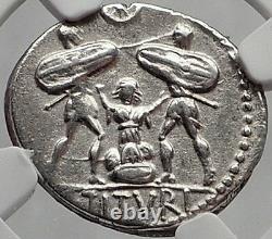 Roman Republic Tarpeia BETRAYS Rome Sabine King Tatius Silver Coin NGC i62852