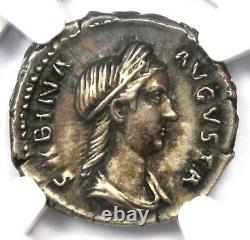 Roman Sabina AR Denarius Silver Coin 128-136 AD NGC Choice XF 5/5 Strike
