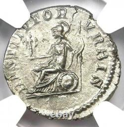 Roman Septimius Severus AR Denarius Coin 193-211 AD NGC MS (UNC) 5/5 Strike