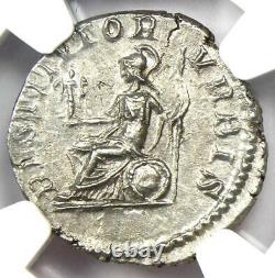 Roman Septimius Severus AR Denarius Coin 193-211 AD NGC MS (UNC) 5/5 Strike