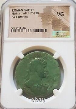 Roman Sestertius, Hadrian On Platform NGC VG Ancient Coin