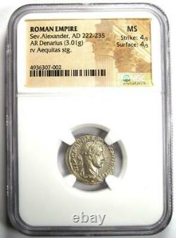 Roman Severus Alexander AR Denarius Coin 222-235 AD Certified NGC MS (UNC)