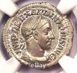 Roman Severus Alexander AR Denarius Coin 222-235 AD NGC Choice AU Condition