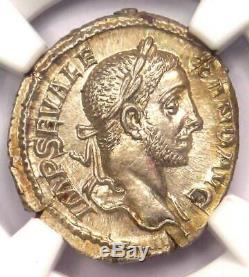 Roman Severus Alexander AR Denarius Coin 230 AD NGC Choice MS Condition (UNC)