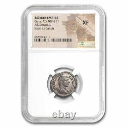 Roman Silver Denarius Geta (209-211 AD) XF NGC (Random Coin)