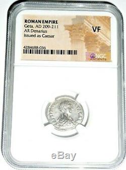 Roman Silver Geta Antoninianus Coin NGC Certified VF With Story, Certificate