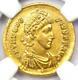 Roman Theodosius I Av Solidus Gold Coin 379-395 Ad Certified Ngc Choice Au