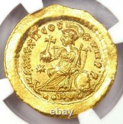 Roman Theodosius II AV Solidus Gold Coin 402-450 AD NGC MS (UNC) 5/5 Strike