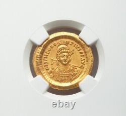 Roman Theodosius Solidus NGC? MS Ancient Gold Coin