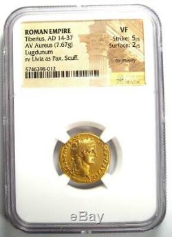 Roman Tiberius Gold AV Aureus Livia Coin 14-37 AD Certified NGC VF Rare