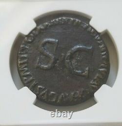 Roman Tiberius Sestertius Quadriga NGC VF Ancient Coin