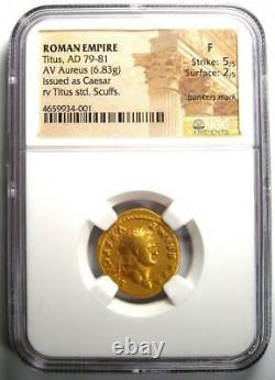 Roman Titus Gold AV Aureus Livia Coin 79-81 AD Certified NGC Fine