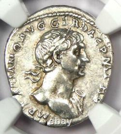 Roman Trajan AR Denarius Silver Coin 98-117 AD Certified NGC Choice XF (EF)