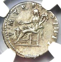 Roman Trajan AR Denarius Silver Coin 98-117 AD Certified NGC Choice XF (EF)