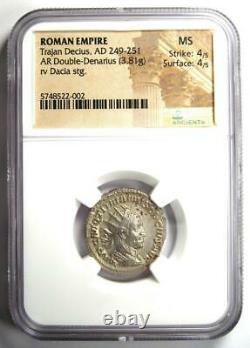 Roman Trajan Decius AR Double Denarius Coin 249-251 AD Certified NGC MS (UNC)