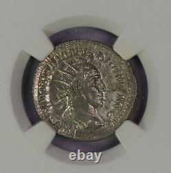 Roman Trajan Decius AR Double Denarius Coin 249-251 AD NGC MS VICTORY ADVANCING