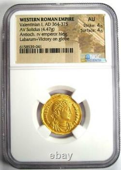 Roman Valentinian I Gold AV Solidus Gold Coin 364-375 AD Certified NGC AU