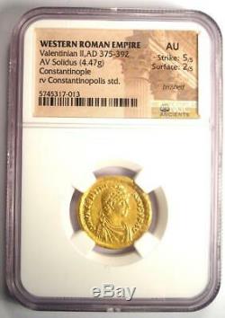 Roman Valentinian II AV Solidus Gold Coin 375-392 AD Certified NGC AU