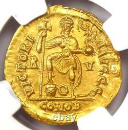 Roman Valentinian III AV Solidus Gold Coin 425-455 AD Certified NGC MS (UNC)