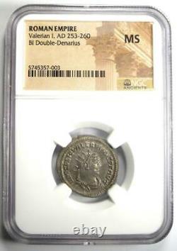 Roman Valerian I BI Double Denarius Coin 253-260 AD Certified NGC MS Condition