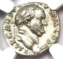 Roman Vespasian AR Denarius Silver Coin 69-79 AD. Certified NGC AU