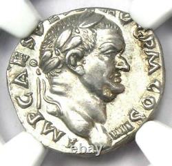 Roman Vespasian AR Denarius Silver Coin 69-79 AD. Certified NGC AU