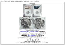 SEPTIMIUS SEVERUS Authentic Ancient 201AD Silver Roman Coin VICTORY NGC i81666