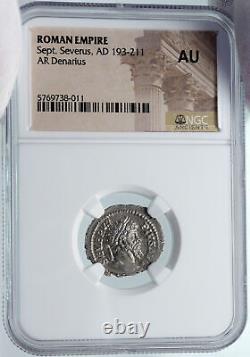 SEPTIMIUS SEVERUS Sacrificing at Altar 207AD Rome Silver Roman Coin NGC i85408