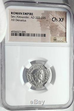 SEVERUS ALEXANDER Authentic Ancient Rome Silver Roman Coin SPES HOPE NGC i82228