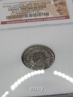 Silver Rome 324-337 AD Constantius II Caesar Red Follis NGC AU Byzantium Hoard